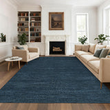 Garvee Washable Area Rug 8x10 Navy Non Slip Minimalist Solid Color for Living Room Bedroom Kitchen Nursery Office