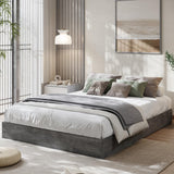 Garvee King Size Wood Platform Bed Frame No Headboard Modern Minimalist Style Fully Floor-Standing Design Sturdy Structure Easy Assembly Natural Wood Color - Charcoal Grey