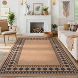 Garvee Easy Jute Rug 8x10 Washable Non-Slip Indoor Outdoor Patio Rug Brown - Border|Brown