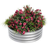 Garvee Round Raised Garden Bed 2x1ft Galvanized Metal Kit with Rust Protection Silver for Vegetables, Fruits, Flowers - Silver