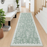 Garvee Washable 2x6 Runner Rugs for Bathroom Kitchen Entryway, Non-Slip, Stain Resistant, Modern Low-Pile Carpet, Green
