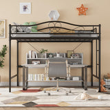 Garvee Twin Loft Bed With Adjustable Ladder, Heavy-Duty Metal Frame, Space-Saving Design For Small Rooms,  Twin Size, Black