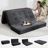 Garvee 6-Inch Tri-Fold Mattress Foldable Floor Sofa Bed Portable Guest Bed for Camping Dorm Living Room 75" x 54.3" Black