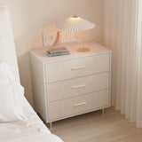 Garvee 3 Drawer Dresser with Gold Handles and Legs, Modern White Chest of Drawers, Linen-Textured Surface, Narrow Accent Cabinet for Living Room and Bedroom
