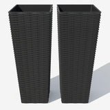 Garvee 2 Pack Large Planters for Indoor and Outdoor Use, 24 Inch Tall Black Planters with Removable Liners for Trees and Flowers - Black