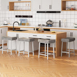 Garvee Modern Backless Bar Stools PU Leather Upholstered Curved Seat Cushioned Metal Frame Footrest Kitchen Bar Dining Room Black - Blanco + Gris