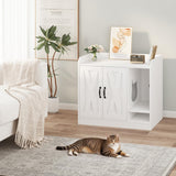 Garvee Cat Litter Box Enclosure Hidden Furniture Indoor Cat House Wooden Washroom Storage Cabinet Bench Side End Table Nightstand 33.07"L x 23.62"W x 23.92"H White