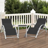 Garvee 3-Piece Patio Lounge Set Aluminum Reclining Chaise Loungers Weather-Resistant Textilene Stackable Poolside Garden Backyard - Black