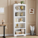 Garvee 5 Tier Bookshelf, 69" Tall Farmhouse Bookcase with Adjustable Shelves, 23.6" W Floor Standing Open Display Storage Rack with Anti-Slip Design for Home Office, Balcony, Library, Study / Living Room, White