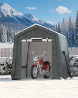 Garvee 6x6FT Outdoor Portable Storage Shed with Roll-Up Door & Vent, Gray, Heavy-Duty Waterproof PE Tarp for Motorcycle, Firewood, Garden and Tools - Gray