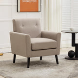 Garvee Fabric Accent Chairs Button Tufted Mid Century Modern Upholstered Sofa Chair Grey for Living Room Bedroom Study Office - Grey
