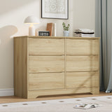 Garvee Wooden Dresser with 6 Drawers, Tall Modern Closet, Deep Storage, Natural Color for Bedroom Living Room Hallway Kids Room