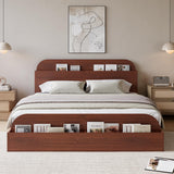 Garvee Full Size Bed Frame With Storage Headboard And Raised-Footboard For Bedroom, Low Platform, Espresso - Espresso
