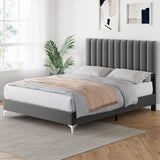 GARVEE 11-Inch Modern Velvet Upholstered Queen Bed Frame with Headboard, No Box Spring Needed (US Standard Queen) - Grey
