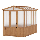 Garvee 6x10FT Wooden Greenhouses with Cedar Frame, Outdoor Walk-in Green House Kit, 6MM Polycarbonate Panels, Green