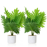 Garvee 17.7" Philodendron Fake Plants 2 Pack, Artificial Indoor Plants, Faux Green Bonsai Tree, Cement Moss Base, Evergreen, Green, Home & Office Decor