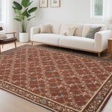 Garvee Boho Area Rugs 9x12 Red Washable Non-Slip Living Room Bedroom Dining Room Carpet