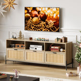 Garvee TV Stand for 75" TV with Storage, Adjustable Shelf, Mid Century Modern Entertainment Center, 65" Oak, Living Room Bedroom
