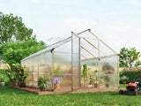 Garvee 8x12 Ft Greenhouse with Aluminum Frame and Polycarbonate Panels for Outdoors, Patio, Backyard, Green - Silver