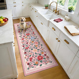 Garvee 2x6 Floral Bathroom Runner Rug Machine Washable Non-Slip Kitchen Runners for Hallways Soft Low Pile Lightweight Long Carpet Rugs Farmhouse Indoor Floor Mat Pink - Pink