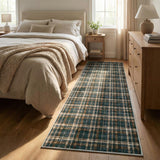 Garvee 2x8 Plaid Runner Rug Washable Non-Slip Low Pile Hallway Carpet, Soft Farmhouse Kitchen Runner for Bedroom Entryway, Black Brown