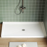 Garvee 60X32 Inch Center Drain Shower Pan - Single Threshold Base, Non-Slip Textured Surface, Lightweight ABS, White - White