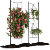Garvee No Dig Dog Fence Panel 66.9in Rustproof Outdoor Animal Barrier With Gate, Decorative Garden Fence For Yard Patio