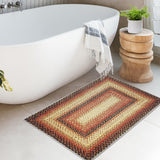 Garvee 2' x 3' Red Multi Bordered Area Rug, Vintage-Inspired Woven-Look Printed Washable Non-Slip Low-Pile Accent Rug for Entryway, Bathroom & Bedroom