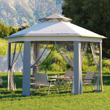 Garvee 13x13 ft Pop Up Gazebo Screen Tent With Mosquito Netting Outdoor Canopy Hexagonal Sun Shelter Light Gray Dark Gray - Light Gray+Dark Gray