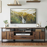 Garvee TV Stand for 65/70/75 Inch TV, Entertainment Center with Storage and Drawer, Industrial Media TV Console Cabinet for Living Room, Bedroom, Brown