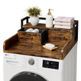 Garvee 2-Tier Washer Dryer Countertop with 2 Drawers and High Guardrails for Laundry Room Storage, Compact Size, Engineered Wood Finish - Retro