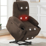 Garvee Electric Power Lift Recliner Chair Corduroy Massage Heat Adjustable 155° Stand Assist Elderly Mobility Impaired Heavy Duty - 35V3-Brown