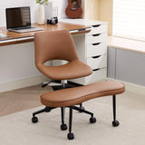 Garvee Ergonomic Cross Legged Office Chair with Wheels, 360° Swivel, Height Adjustable, Brown - Meditation, Yoga, Adults, Wide Criss Cross Design