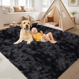 Garvee 8x10 Area Rug Fluffy Shag Soft Washable Indoor Carpet for Living Room Bedroom Nursery Tie-Dye Black Grey - Tie-Dye Black Grey