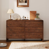Garvee 6 Drawer Dresser Chest of Drawers for Bedroom Living Room Hallway Office, 6 Spacious Drawers, Distressed Walnut