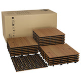 Garvee 22 PCS Interlocking Deck Tiles 12"X12" Solid Acacia Wood Waterproof Patio Flooring Brown for Outdoor & Indoor - Brown