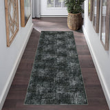 Garvee 2' x 6' Distressed Abstract Runner Rug, Charcoal Gray Washable Stain-Resistant Low-Pile Non-Slip Rug for Hallway & Entryway