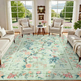 Garvee Area Rugs 8x10 Floral Peacock Washable Non Slip Backing Soft Floor Mat for Living Room Bedroom Dining Room