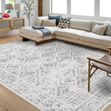 Garvee Boho Beige Grey 5x7 Rugs for Living RoomDistressed Washable Rug Indoor Soft Low Pile Rug Anti-Slip Backing Aesthetic Rug Vintage Non-Shedding Throw Carpet for Bedroom Farmhouse Playroom Nursery - Beige Grey