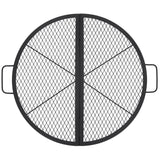 Garvee Collapsible X-Marks Fire Pit Grill Grate 30.5 Inch Heavy Duty Steel Round BBQ Grid with Reinforced Handle Portable for Camping Picnics Backyard - Black/Foldable