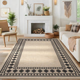 Garvee Easy Jute Rug 8x10 Washable Indoor Outdoor Non-Slip Natural Color - Border|Natural