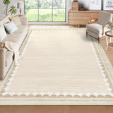 Garvee Washable Rug 8x10 Beige Non Slip Low Pile Stain Resistant Area Rug for Living Room Bedroom Dining Room