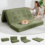 Garvee 6-Inch Tri-Fold Mattress Foldable Floor Sofa Bed High-Density Foam Soft Corduroy Green 75" x 39" - Green