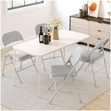 Garvee Folding Chairs 2 Pack with Padded Cushion and Back, Metal Frame, 350 lbs Capacity, Foldable, Portable, Indoor/Outdoor, Beige