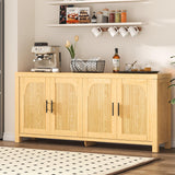 Garvee 71" Sideboard Buffet Cabinet With 4 Doors Fluted Credenza Storage Cabinet For Kitchen Living Room Light Oak
