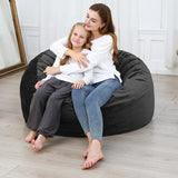 Garvee Giant Bean Bag Chair with High-Rebound Memory Foam, Dutch Velvet Cover, Soft Fabric, Plush Lazy Sofa, 4 Ft, Suitable for Relaxing and Reading - Black