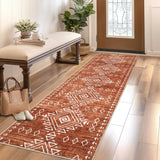 Garvee Hallway Runner Rug 2x6 Washable Runner Rugs Tribal Geometric Runners with Non-Slip Backing Soft Non-Shedding Indoor Carpet Low Pile Farmhouse Rug Runner for Kitchen Laundry Entryway Orange