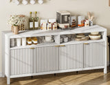 Garvee 65.8 Inch Fluted Sideboard Buffet Cabinet with 4 Doors, Modern Kitchen Storage Cabinet, Retro White - Antique White