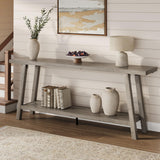 Garvee 70.87" Long Farmhouse Entryway Tables, Rectangular Couch Table, 2 Tiers Accent Tables for Hallway, Rustic Grey - Rustic Grey