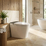 Garvee Black Smart Toilet with Bidet, Tank & Pump for Low Water Pressure, Auto Open Close Lid, Foot Flush, Instant Warm Water, Heated Elongated Seat, Warm Air Dryer, LED Night Light, Remote, ADA Toilet